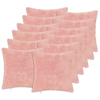 vidaXL Kuddöverdrag 12 st HEERLEN Rosa 45 x 45 cm Faux Kaninpäls