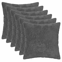 vidaXL Kuddöverdrag 6 st HEERLEN Mörkgrå 45 x 45 cm Faux Kaninpäls