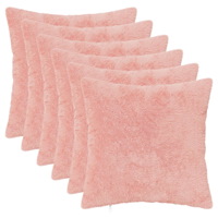 vidaXL Kuddöverdrag 6 st HEERLEN Rosa 50 x 50 cm Faux Kaninpäls