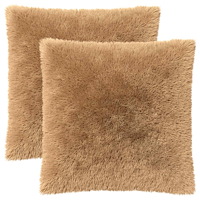 vidaXL Kuddöverdrag 2 st HEERLEN Taupe 65 x 65 cm PV Fleece