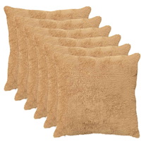 vidaXL Kuddöverdrag 6 st HEERLEN Taupe 80 x 80 cm Faux Kaninpäls