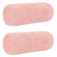 vidaXL Kuddöverdrag 2 st HEERLEN Rosa Ø 15 x 40 cm Faux Kaninpäls