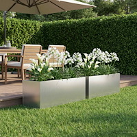 vidaXL Trädgårdsplanterare 2 st Silver 40 x 20 x 20 cm