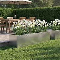 vidaXL Trädgårdsplanterare Silver 100 x 20 x 20 cm Rostfritt stål