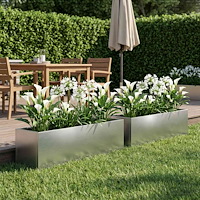 vidaXL Trädgårdsplanterare 2 st Silver 100 x 20 x 20 cm Rostfritt stål