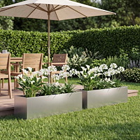vidaXL Trädgårdsplanterare 2 st Silver 100 x 20 x 20 cm