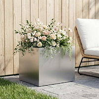 vidaXL Trädgårdsplanterare Silver 40 x 30 x 30 cm Rostfritt stål