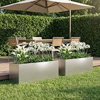 vidaXL Trädgårdsplanterare 2 st Silver 80 x 30 x 30 cm