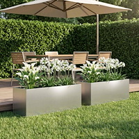 vidaXL Trädgårdsplanterare 2 st Silver 100 x 30 x 30 cm