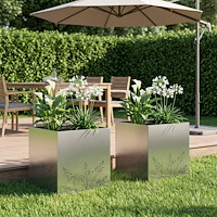 vidaXL Trädgårdsplanterare 2 st Silver 50 x 50 x 49 cm Rostfritt stål