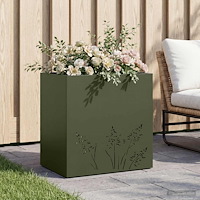 vidaXL Trädgårdsplanterare Olivgrön 50 x 30 x 49 cm Kallvalsat stål