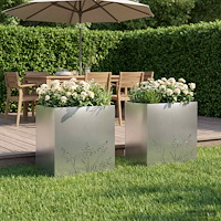 vidaXL Trädgårdsplanterare 2 st Silver 50 x 30 x 49 cm Rostfritt stål