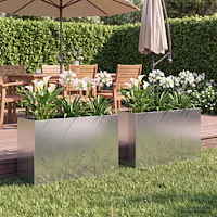 vidaXL Trädgårdsplanterare 2 st Silver 80 x 20 x 49 cm Rostfritt stål