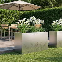 vidaXL Trädgårdsplanterare Silver 80 x 30 x 49 cm Rostfritt stål