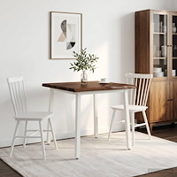 vidaXL 70 x 70 x 75 cm Massivt Akaciaträ Mörkbrun och Vit Fyrkantig