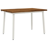 vidaXL 120 x 70 x 75 cm Massivt Akaciaträ Naturlig och vit Rektangulär