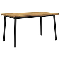 vidaXL 120 x 90 x 75 cm Massivt Akaciaträ Vit och svart Rektangulär