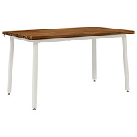 vidaXL 140 x 80 x 75 cm Massivt Akaciaträ Naturlig och vit Rektangulär