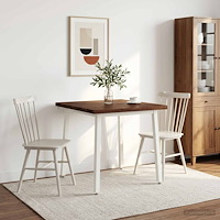 vidaXL 90 x 90 x 75 cm Massivt Akaciaträ Mörkbrun och Vit Fyrkantig