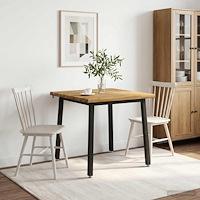 vidaXL 90 x 90 x 75 cm Massivt Akaciaträ Vit och svart Fyrkantig