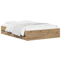vidaXL Sängram med förvaring Artisan-ek 140 x 190 cm Konstruerat trä