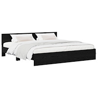 vidaXL Sängram med huvudgavel Svart ek 200 x 200 cm Konstruerat trä