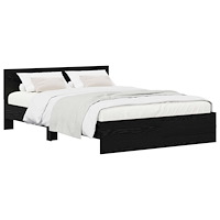 vidaXL Sängram med huvudgavel Svart ek 120 x 200 cm Konstruerat trä