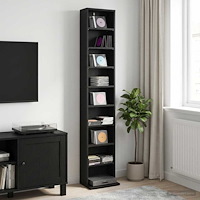 vidaXL CD Skåp Svart ek 33 x 23,5 x 175 cm Konstruerat trä
