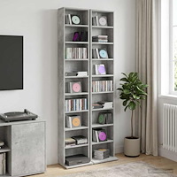vidaXL CD Skåp 2 st Betonggrå 33 x 23,5 x 175 cm Konstruerat trä