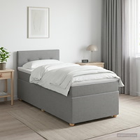 vidaXL Kontinentalsäng med madrass Ljusgrå 100 x 200 cm Tyg