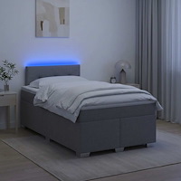vidaXL Boxspring säng med madrass och LED Ljusgrå 120 x 200 cm Tyg