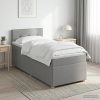 vidaXL Kontinentalsäng med madrass Ljusgrå 100 x 200 cm Tyg