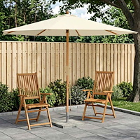 vidaXL Trädgårdsparasol Ø 300 x 248 cm Massiv Eukalyptus Trä Gräddvit