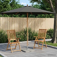 vidaXL Trädgårdsparasol Ø 300 x 248 cm Massiv Eukalyptus Trä Antracit