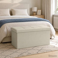 vidaXL Fällbar Förvaringsbänk Vit 180 kg 80 L 77 x 38 x 38 cm Linne