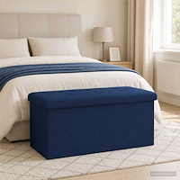 vidaXL Fällbar Förvaringsbänk Blå 180 kg 80 L 77 x 38 x 38 cm Linne