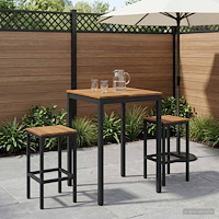 vidaXL Trädgård Bar Bord Naturlig och svart 70 x 68,5 x 105 cm