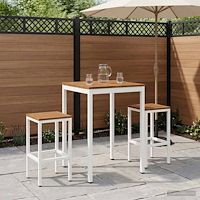 vidaXL Trädgård Bar Bord Naturlig och vit 70 x 68,5 x 105 cm