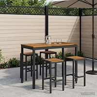 vidaXL Trädgård Bar Bord Naturlig och svart 108,5 x 55 x 105 cm