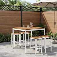 vidaXL Trädgård Bar Bord Naturlig och vit 110 x 108,5 x 105 cm