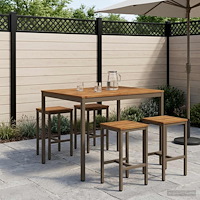 vidaXL Trädgård Bar Bord Naturlig och Kaffe 110 x 108,5 x 105 cm