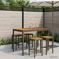 vidaXL Trädgård Bar Bord Naturlig och Kaffe 141 x 80,5 x 105 cm