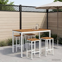 vidaXL Trädgård Bar Bord Naturlig och vit 147 x 88,5 x 105 cm
