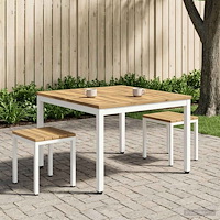 vidaXL Kaffeebord Vit 100 x 100,5 x 45 cm Massivt Akaciaträ