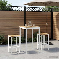vidaXL Trädgård Bar Bord Vit 60 x 60,5 x 105 cm Massivt Akaciaträ