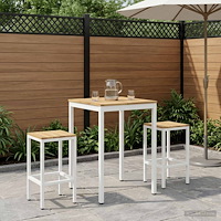 vidaXL Trädgård Bar Bord Vit 70 x 68,5 x 105 cm Massivt Akaciaträ