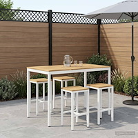 vidaXL Trädgård Bar Bord Vit 147 x 88,5 x 105 cm Massivt Akaciaträ