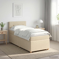 vidaXL Kontinentalsäng med madrass Gräddvit 90 x 200 cm Tyg