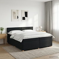 vidaXL Kontinentalsäng med madrass Svart 200 x 200 cm Tyg