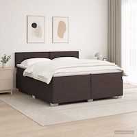 vidaXL Boxspring säng med madrass och LED Mörkbrun 200 x 200 cm Tyg
